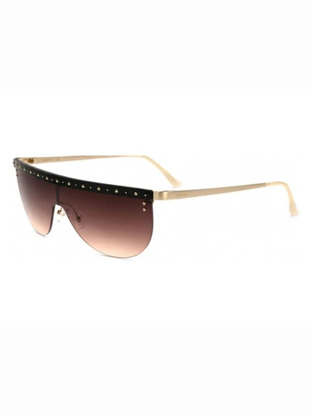 BEBE BBOP-1025CE-780 Women's Shiny Light Gold Shield Frame/Brown Grad Sunglasses